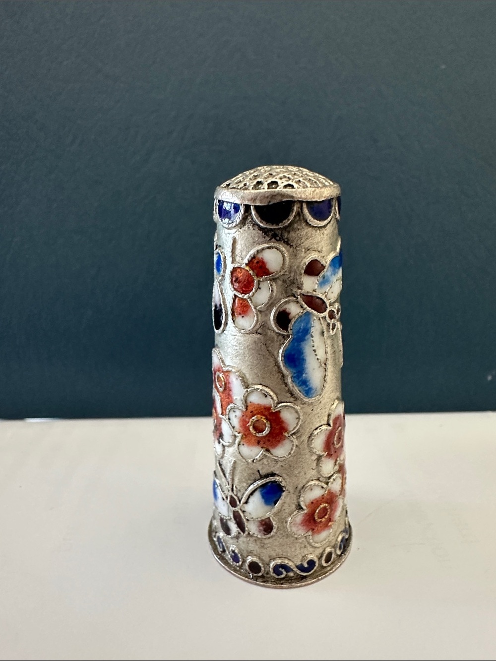 Rare Vintage Long Enamel Thimble